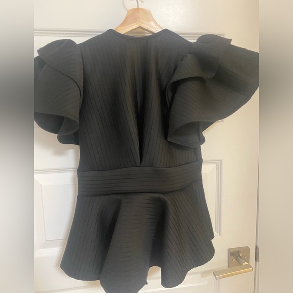 Black peplum top with bow size M - Picture 4 of 9